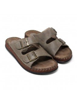 Comprar sandalia Walk&Fly tipo chancla, de hombre, en piel, modelo 963 40050, color marrón TDM