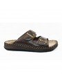 Comprar sandalia Walk&Fly tipo chancla, de hombre, en piel, modelo 963 40050, color marrón TDM, lateral exterior