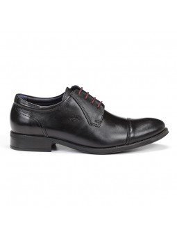 zapato caballero Fluchos, color negro, cordones burdeos, modelo 8412, de piel, vista lateral