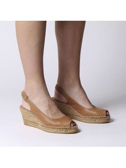 Comprar Online Alpargatas Toni Pons de piel con cuña, Espadrilles modelo Croacia, color cuero