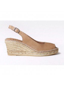 Comprar Online Alpargatas Toni Pons de piel con cuña, Espadrilles modelo Croacia, color cuero, vista lateral exterior