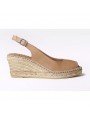 Comprar Online Alpargatas Toni Pons de piel con cuña, Espadrilles modelo Croacia, color cuero, vista lateral exterior