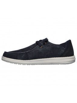 Comprar Online Zapatos Skechers Relaxed Fit Melson Raymon tipo mocasín, color azul BLU, modelo 66387, vista lateral interior