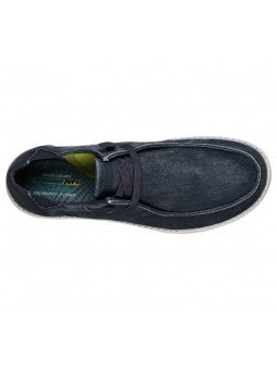 Comprar Online Zapatos Skechers Relaxed Fit Melson Raymon tipo mocasín, color azul BLU, modelo 66387, vista aerea