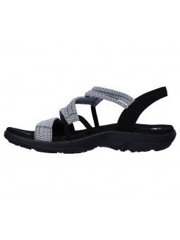 Sandalias Skechers Reggae Slim Skech Appeal, modelo 41180 en color negro blanco bkw, vista lateral exterior.