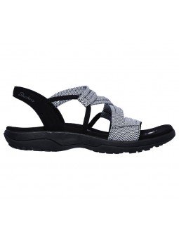 Sandalias Skechers Reggae Slim Skech Appeal, modelo 41180 en color negro blanco bkw, vista lateral interior.