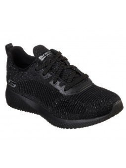 Zapatillas deportivas SKECHERS Bobs Sport Squad Total Glam 32502, color BKSL negro glitter, con cordones, vista portada