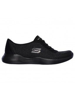 Zapatillas Deportivas Skechers Envy, modelo 23608, color BKCC negro, con cordones elásticos, vista lateral