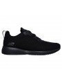 Zapatillas Skechers Sport Squad Tought Talk, modelo 32504, color BBK Negro, con cordones, vista lateral