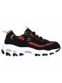 Zapatillas deportivas Skechers D'Lites Mountain Alps 149100 BKRD Negro Tartan Rojo, con cordones, vista lateral