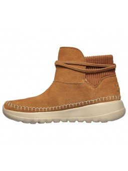 Botín Skechers On the Go modelo 144005 csnt, color camel, vista lateral interior.