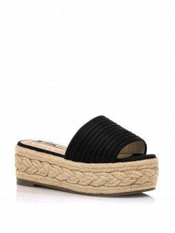 Sandalias plataforma mustang, yute esparto trenzado, 5cm, color negro, vista portada