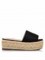 Sandalias plataforma mustang, yute esparto trenzado, 5cm, color negro, vista lateral