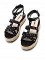 sandalias plataforma, estilo romana, mustang ameli 50773, color negro, yute esparto, vista superior