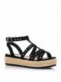 sandalias plataforma, estilo romana, mustang ameli 50773, color negro, yute esparto, vista portada