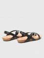 Sandalias planas Yokono Bio Ibiza 718 Negro, piel, suela eva corcho, cruzadas, vista trasera