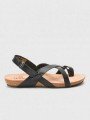 Sandalias planas Yokono Bio Ibiza 718 Negro, piel, suela eva corcho, cruzadas, vista lateral