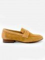 Mocasines Piel Serraje Lince 10402, color camel, vista lateral exterior.