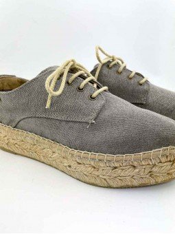 Zapatilla alpargata vegana Freya-ba Toni Pons Taupe, suela yute esparto, deportiva, detalle