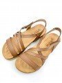 Sandalias planas Bio Yokono Chipre 100 marron, de piel, con tiras, cierre velcro, vista portada