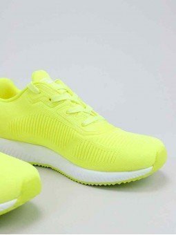 zapatillas skechers, bobs sport squad 33162, amarillo nyel neon, detalle