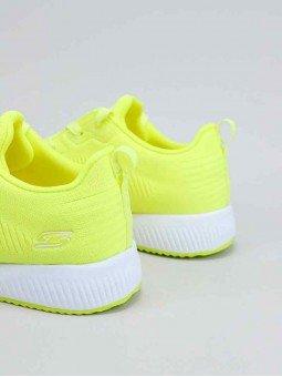 zapatillas skechers, bobs sport squad 33162, amarillo nyel neon, atras