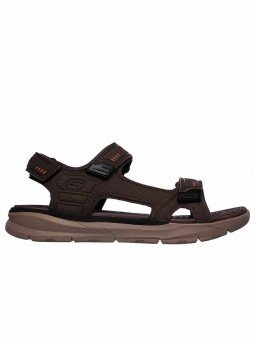 Comprar Online Sandalia Skechers relaxed fit relone senco, modelo 66067, color marrón, vista lateral exterior.