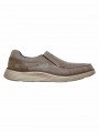 Mocasines Skechers Status 2.0 Mosent modelo 66014 color caqui khk, vista lateral exterior.