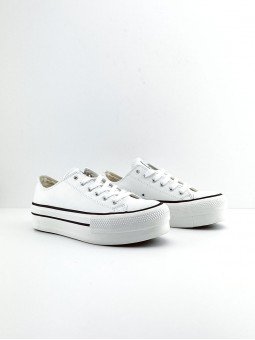 Zapatillas Victoria Tribu Piel Vegana 1061106 blanco, tipo converse