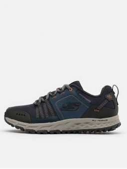 Zapatillas Skechers Trail Escape Plan 51591 nvor, color marino, vista lateral.